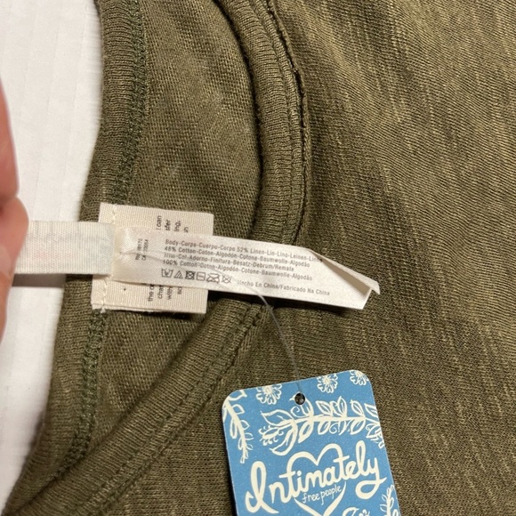 Free People Intimately All The Time Linen Green Bodysuit Womens Large Sleeveless - Picture 6 of 10